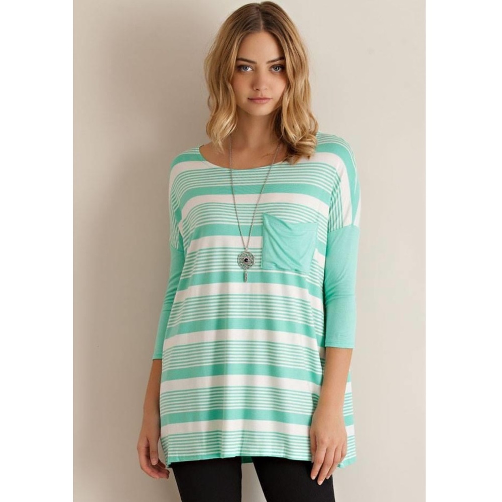 🆕 ENTRO 3/4 Sleeve Striped Shirt